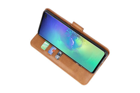 Hoesje Geschikt voor de Samsung Galaxy S10 Plus - Kaarthouder Book Case Telefoonhoesje - Bruin
