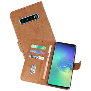 BAOHU Hoesje Geschikt voor de Samsung Galaxy S10 Plus - Kaarthouder Book Case Telefoonhoesje - Bruin