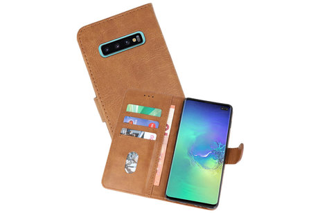 Hoesje Geschikt voor de Samsung Galaxy S10 Plus - Kaarthouder Book Case Telefoonhoesje - Bruin