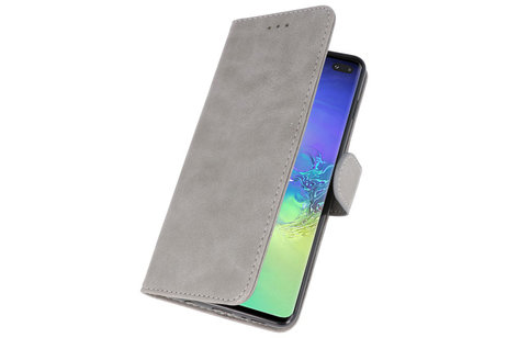 BAOHU Hoesje Geschikt voor de Samsung Galaxy S10 Plus - Kaarthouder Book Case Telefoonhoesje - Grijs