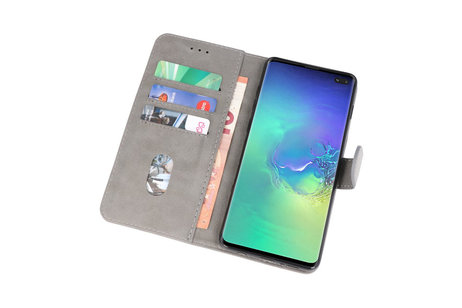Hoesje Geschikt voor de Samsung Galaxy S10 Plus - Kaarthouder Book Case Telefoonhoesje - Grijs