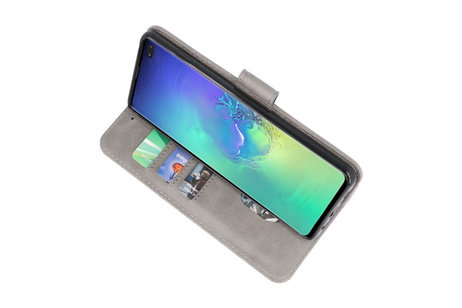 BAOHU Hoesje Geschikt voor de Samsung Galaxy S10 Plus - Kaarthouder Book Case Telefoonhoesje - Grijs
