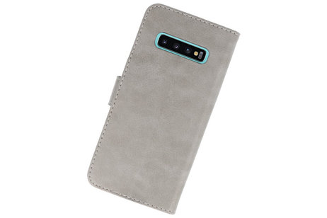 BAOHU Hoesje Geschikt voor de Samsung Galaxy S10 Plus - Kaarthouder Book Case Telefoonhoesje - Grijs