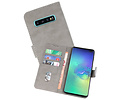 BAOHU Hoesje Geschikt voor de Samsung Galaxy S10 Plus - Kaarthouder Book Case Telefoonhoesje - Grijs