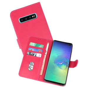 Hoesje Geschikt voor de Samsung Galaxy S10 Plus - Kaarthouder Book Case Telefoonhoesje - Roze