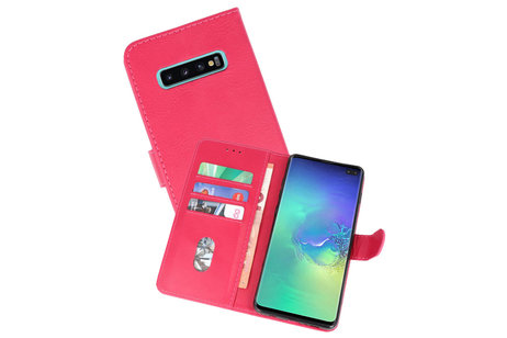 Hoesje Geschikt voor de Samsung Galaxy S10 Plus - Kaarthouder Book Case Telefoonhoesje - Roze