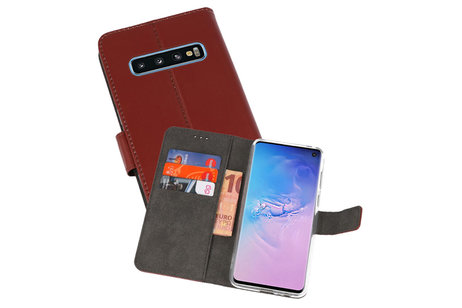 Booktype Telefoonhoesjes - Bookcase Hoesje - Wallet Case -  Geschikt voor Samsung Galaxy S10 - Bruin