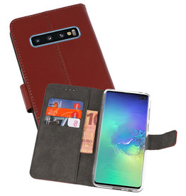 Wallet Cases Hoesje Samsung Galaxy S10 Plus Bruin