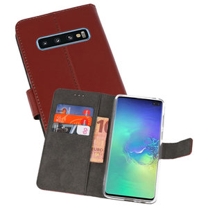 Booktype Telefoonhoesjes - Bookcase Hoesje - Wallet Case -  Geschikt voor Samsung Galaxy S10 Plus - Bruin