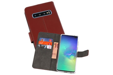 Booktype Telefoonhoesjes - Bookcase Hoesje - Wallet Case -  Geschikt voor Samsung Galaxy S10 Plus - Bruin
