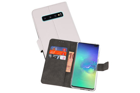 Booktype Telefoonhoesjes - Bookcase Hoesje - Wallet Case -  Geschikt voor Samsung Galaxy S10 Plus - Wit