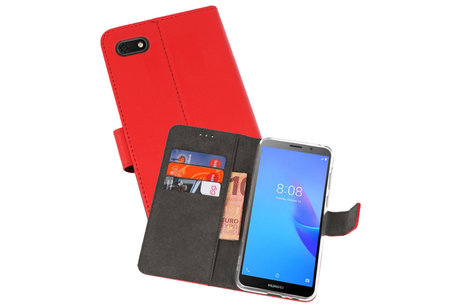 BAOHU Booktype Telefoonhoesjes - Bookcase Hoesje - Wallet Case -  Geschikt voor Huawei Y5 Lite 2018 - Rood