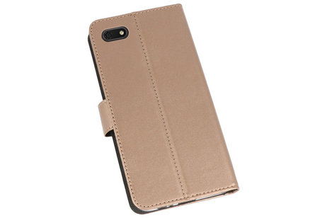 Booktype Telefoonhoesjes - Bookcase Hoesje - Wallet Case -  Geschikt voor Huawei Y5 Lite 2018 - Goud