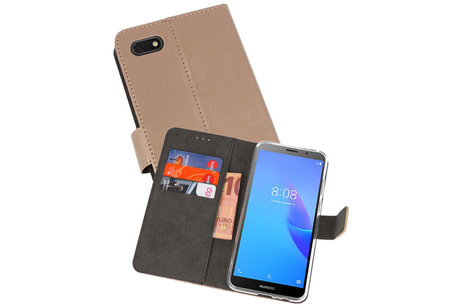 Booktype Telefoonhoesjes - Bookcase Hoesje - Wallet Case -  Geschikt voor Huawei Y5 Lite 2018 - Goud