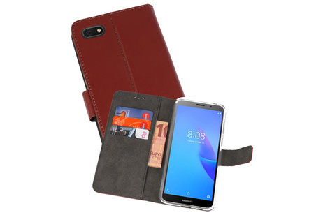 Booktype Telefoonhoesjes - Bookcase Hoesje - Wallet Case -  Geschikt voor Huawei Y5 Lite 2018 - Bruin