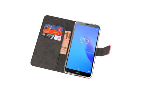 Booktype Telefoonhoesjes - Bookcase Hoesje - Wallet Case -  Geschikt voor Huawei Y5 Lite 2018 - Roze