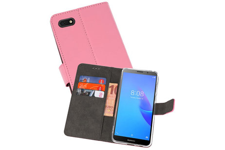 Booktype Telefoonhoesjes - Bookcase Hoesje - Wallet Case -  Geschikt voor Huawei Y5 Lite 2018 - Roze