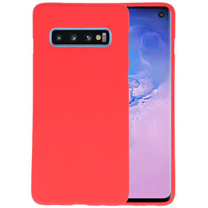 BAOHU Hoesje Geschikt voor de Samsung Galaxy S10 - Backcover Color Telefoonhoesje - Rood