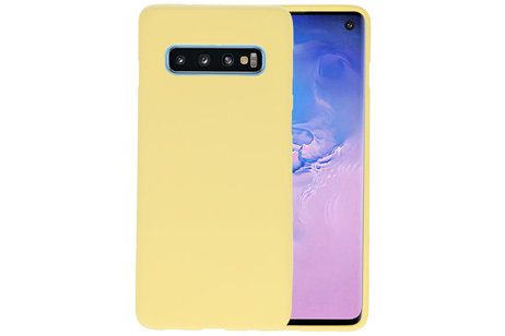 BAOHU Hoesje Geschikt voor de Samsung Galaxy S10 - Backcover Color Telefoonhoesje - Geel