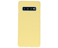 BAOHU Hoesje Geschikt voor de Samsung Galaxy S10 - Backcover Color Telefoonhoesje - Geel