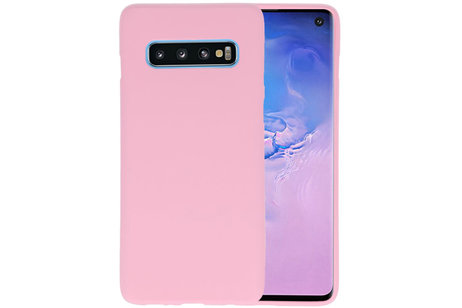 BAOHU Hoesje Geschikt voor de Samsung Galaxy S10 - Backcover Color Telefoonhoesje - Roze
