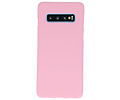 BAOHU Hoesje Geschikt voor de Samsung Galaxy S10 - Backcover Color Telefoonhoesje - Roze