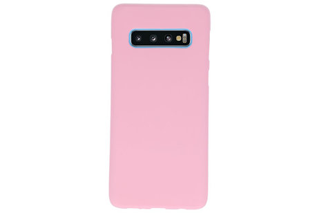BAOHU Hoesje Geschikt voor de Samsung Galaxy S10 - Backcover Color Telefoonhoesje - Roze