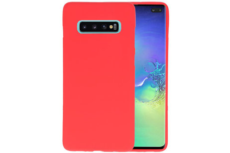 BAOHU Hoesje Geschikt voor de Samsung Galaxy S10 Plus - Backcover Color Telefoonhoesje - Rood