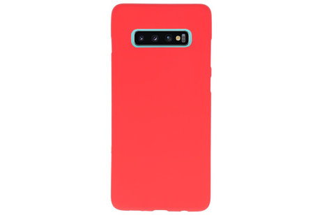 BAOHU Hoesje Geschikt voor de Samsung Galaxy S10 Plus - Backcover Color Telefoonhoesje - Rood