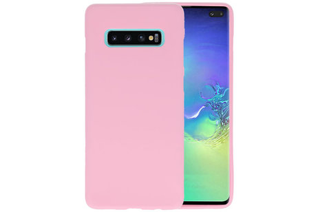 BAOHU Hoesje Geschikt voor de Samsung Galaxy S10 Plus - Backcover Color Telefoonhoesje - Roze