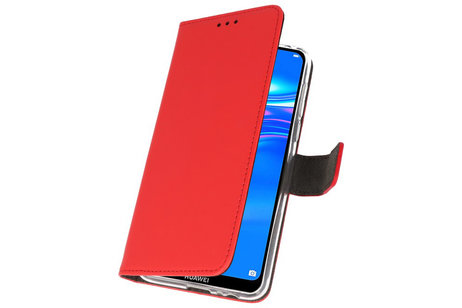 Booktype Telefoonhoesjes - Bookcase Hoesje - Wallet Case -  Geschikt voor Huawei Y7 / Y7 Prime (2019) - Rood