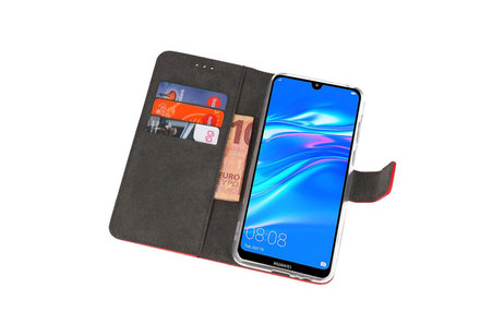 Booktype Telefoonhoesjes - Bookcase Hoesje - Wallet Case -  Geschikt voor Huawei Y7 / Y7 Prime (2019) - Rood