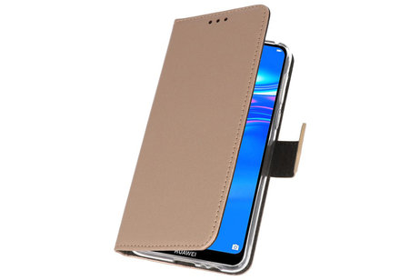 Booktype Telefoonhoesjes - Bookcase Hoesje - Wallet Case -  Geschikt voor Huawei Y7 / Y7 Prime (2019) - Goud