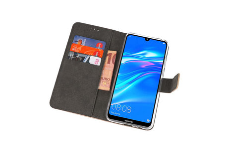 Booktype Telefoonhoesjes - Bookcase Hoesje - Wallet Case -  Geschikt voor Huawei Y7 / Y7 Prime (2019) - Goud