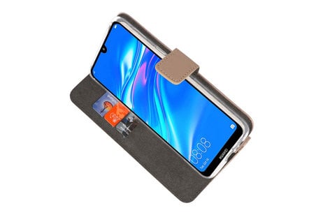 Booktype Telefoonhoesjes - Bookcase Hoesje - Wallet Case -  Geschikt voor Huawei Y7 / Y7 Prime (2019) - Goud