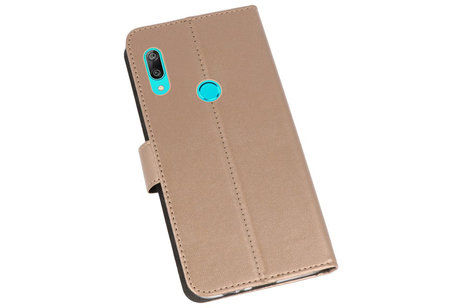 Booktype Telefoonhoesjes - Bookcase Hoesje - Wallet Case -  Geschikt voor Huawei Y7 / Y7 Prime (2019) - Goud