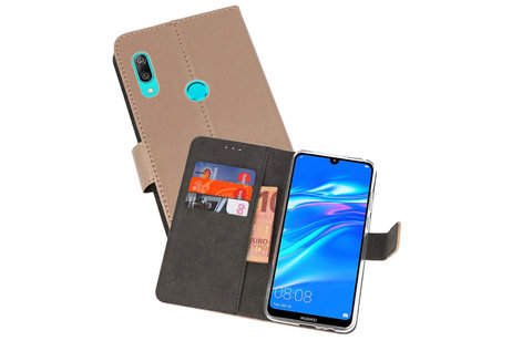 Booktype Telefoonhoesjes - Bookcase Hoesje - Wallet Case -  Geschikt voor Huawei Y7 / Y7 Prime (2019) - Goud