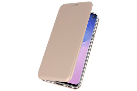 Slim Folio Case - Book Case Telefoonhoesje - Folio Flip Hoesje - Geschikt voor Samsung Galaxy S10 - Goud