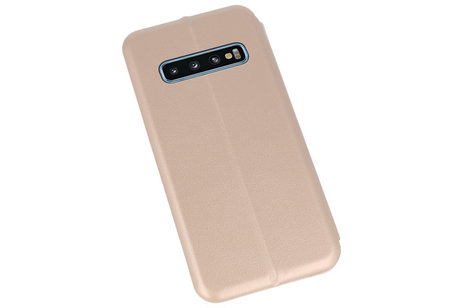 Slim Folio Case - Book Case Telefoonhoesje - Folio Flip Hoesje - Geschikt voor Samsung Galaxy S10 - Goud