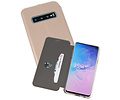 Slim Folio Case - Book Case Telefoonhoesje - Folio Flip Hoesje - Geschikt voor Samsung Galaxy S10 - Goud