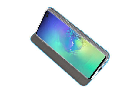 Slim Folio Case - Book Case Telefoonhoesje - Folio Flip Hoesje - Geschikt voor Samsung Galaxy S10 Plus - Blauw