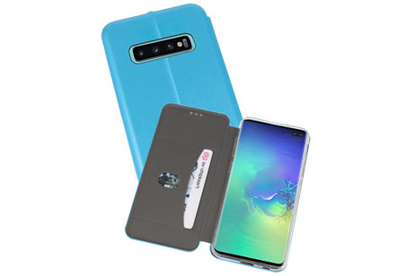 Slim Folio Case - Book Case Telefoonhoesje - Folio Flip Hoesje - Geschikt voor Samsung Galaxy S10 Plus - Blauw