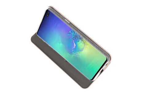 Slim Folio Case - Book Case Telefoonhoesje - Folio Flip Hoesje - Geschikt voor Samsung Galaxy S10 Plus - Goud