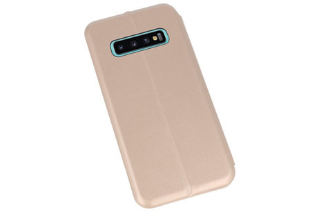 Slim Folio Case - Book Case Telefoonhoesje - Folio Flip Hoesje - Geschikt voor Samsung Galaxy S10 Plus - Goud