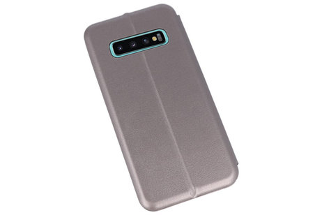 Slim Folio Case - Book Case Telefoonhoesje - Folio Flip Hoesje - Geschikt voor Samsung Galaxy S10 Plus - Grijs