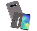 Slim Folio Case - Book Case Telefoonhoesje - Folio Flip Hoesje - Geschikt voor Samsung Galaxy S10 Plus - Grijs