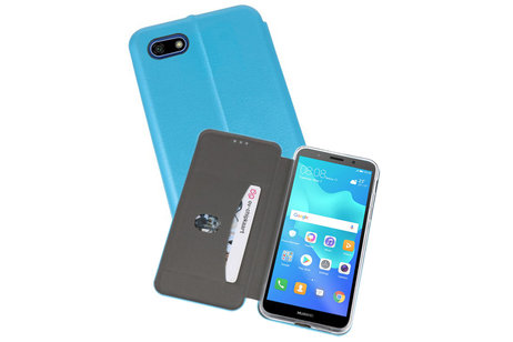 Slim Folio Case - Book Case Telefoonhoesje - Folio Flip Hoesje - Geschikt voor Huawei Y5 Lite / Y5 Prime 2018 - Blauw