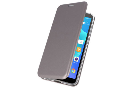 Slim Folio Case - Book Case Telefoonhoesje - Folio Flip Hoesje - Geschikt voor Huawei Y5 Lite / Y5 Prime 2018 - Grijs