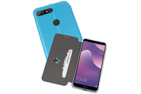 Slim Folio Case - Book Case Telefoonhoesje - Folio Flip Hoesje - Geschikt voor Huawei Y7 / Y7 Prime 2018 - Blauw