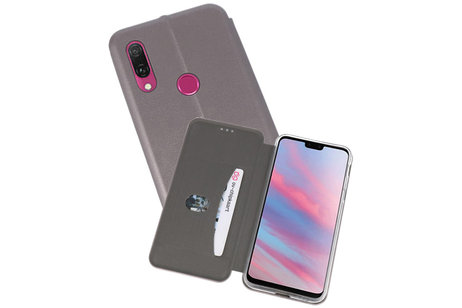 Slim Folio Case - Book Case Telefoonhoesje - Folio Flip Hoesje - Geschikt voor Huawei Y9 2019 - Grijs